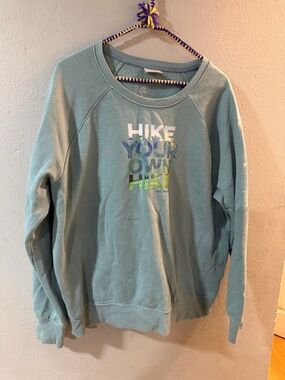 Columbia Teal Crewneck Sweatshirt with 'Hike Your Own Hike' Graphic